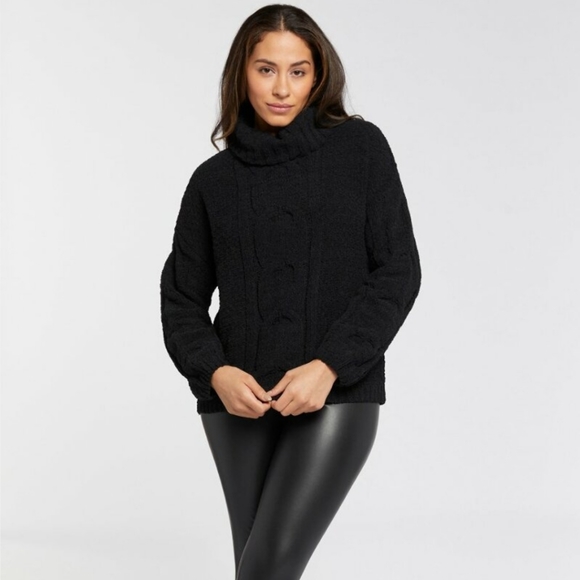 Seven7 Black Chenille Cowl Neck Sweater - Picture 3 of 14